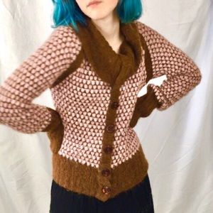 Free People chunky knit pink & brown sweater